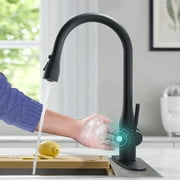 Sunrinx Stainless Steel Black Pull-down Touchless Kitchen Faucet