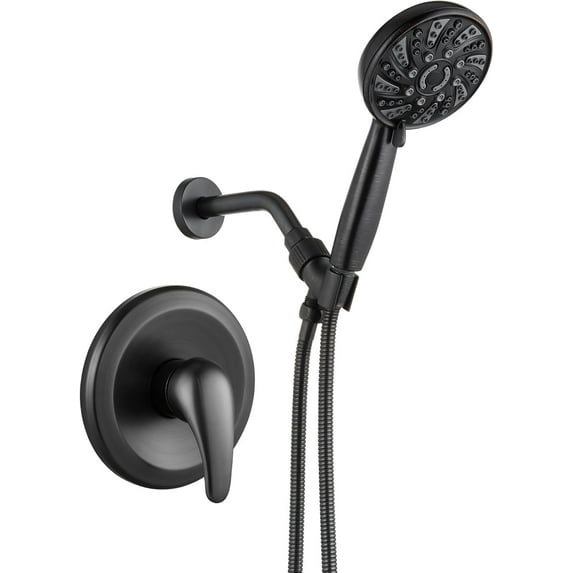 Single-Handle Shower Faucet Set Shower Kit with Valve Shower Head and Handle Set Shower Trim Kit with 6 Modes ABS Handheld Shower Fixtures Shower Valve and Trim Kit Oil Rubbed Bronze