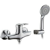 Single-Handle Shower Faucet, Wall Mounted Shower Trim Kit with Handheld Cold and Hot Hand Shower Head,Chrome Plated