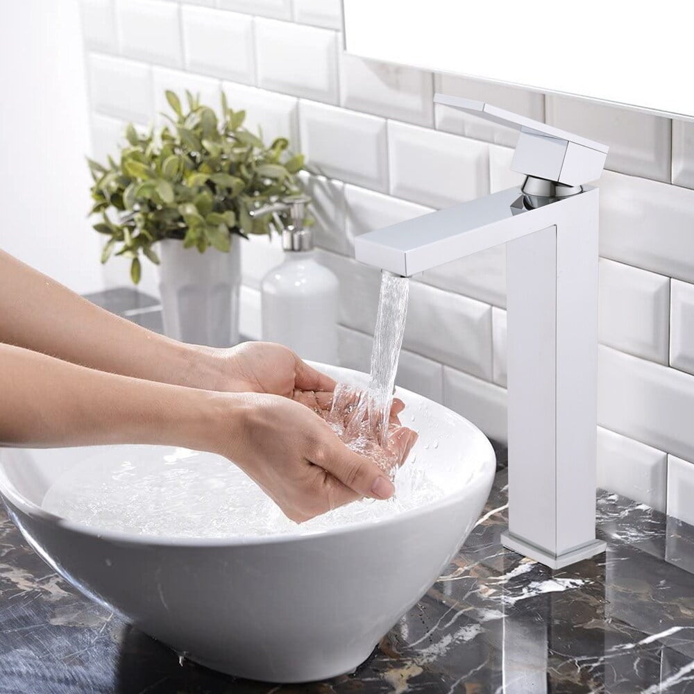 12 x 6 Nickel Single Handle Modern Bathroom Faucet
