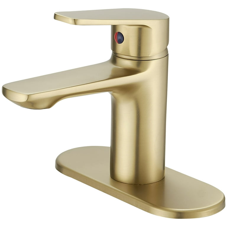 Modern Single Hole Single-Handle Low-Arc Bathroom Faucet in Matte Gold Modern Single Hole Single-Handle Low-Arc Bathroom Faucet in Matte Gold