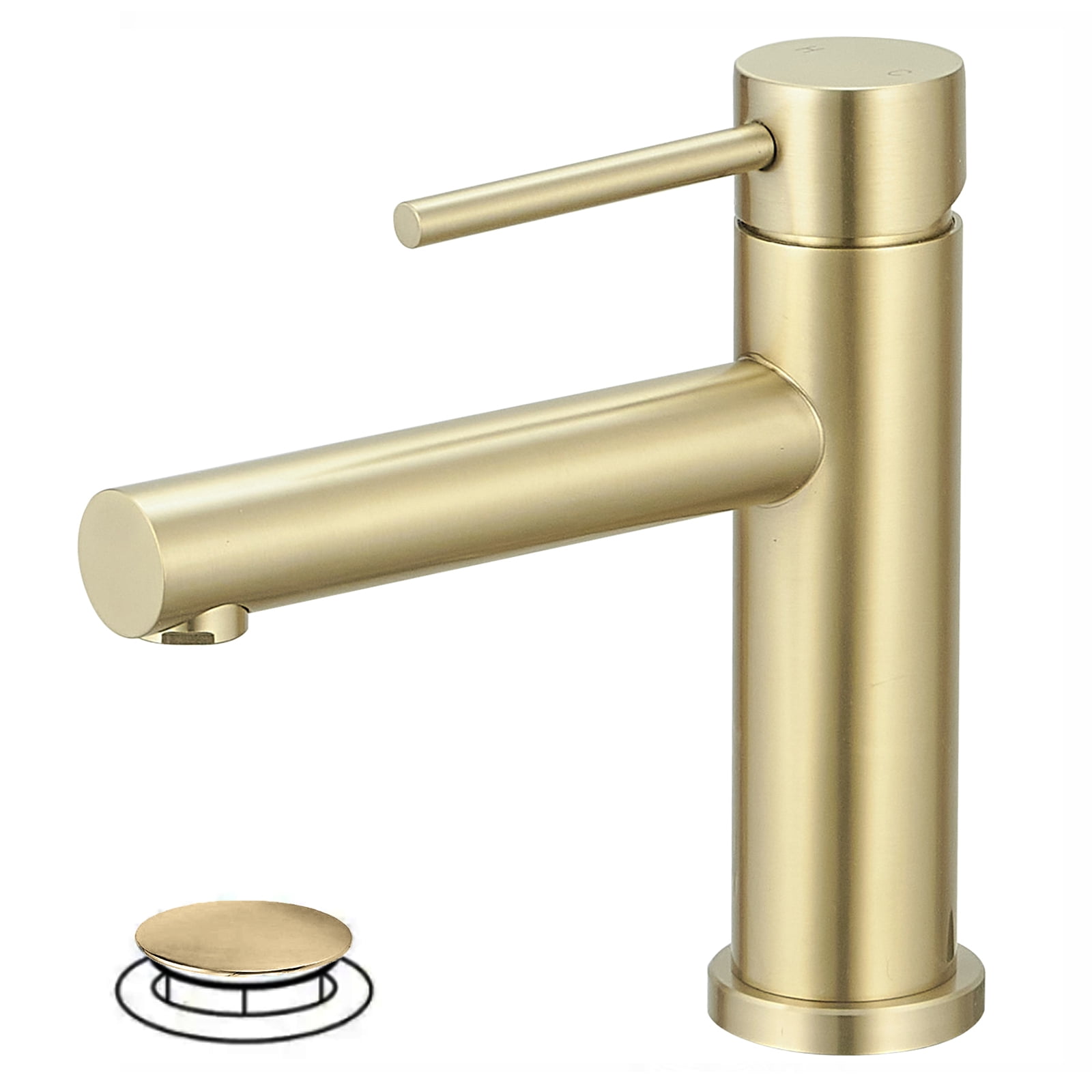 Brushed Gold Stainless Steel Single-Handle Bathroom Faucet