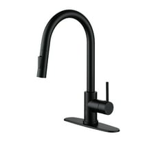 Single Handle Smart Touchless Pull-Down Sprayer Kitchen Faucet with Deck Plate in Matte Black