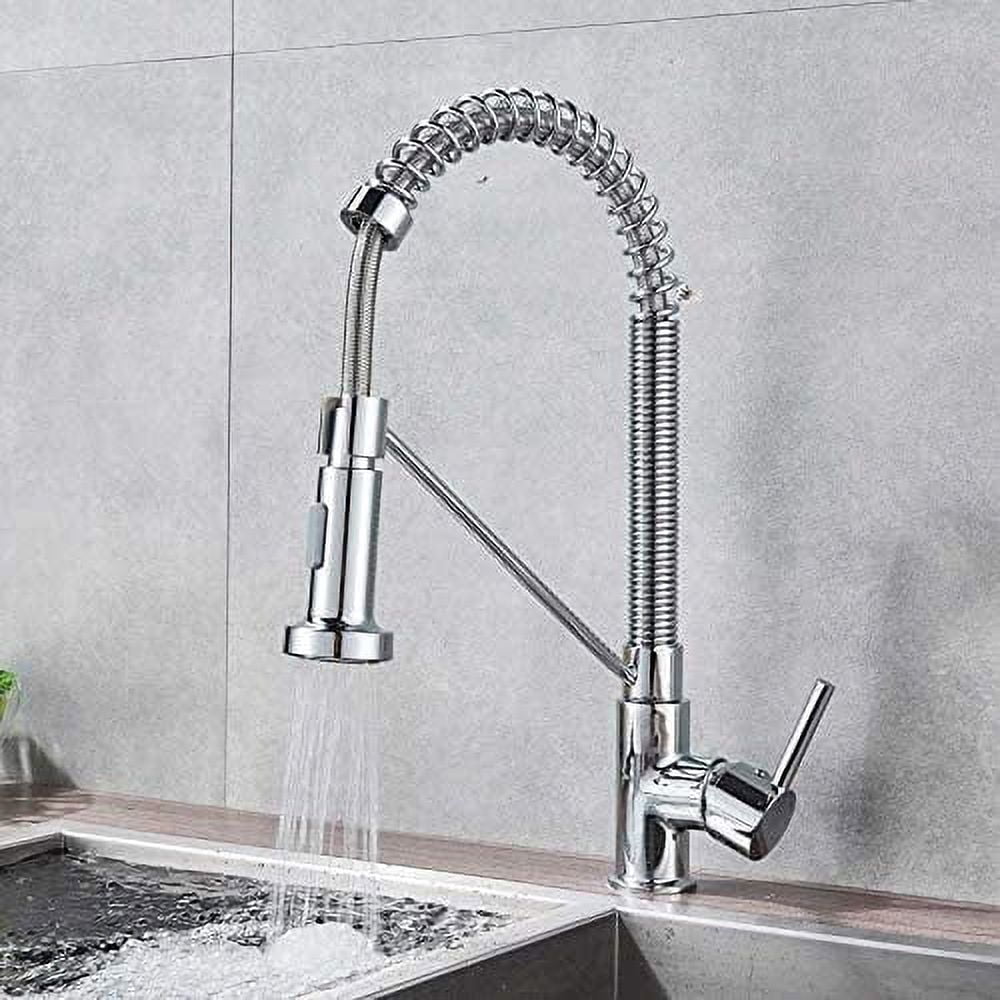 Black And Gold Kitchen Faucet - Single Lever Pull Down Sprayer, Brushed Brass Finish, Ceramic Valve, Deck Mount For Modern Kitchen Sink