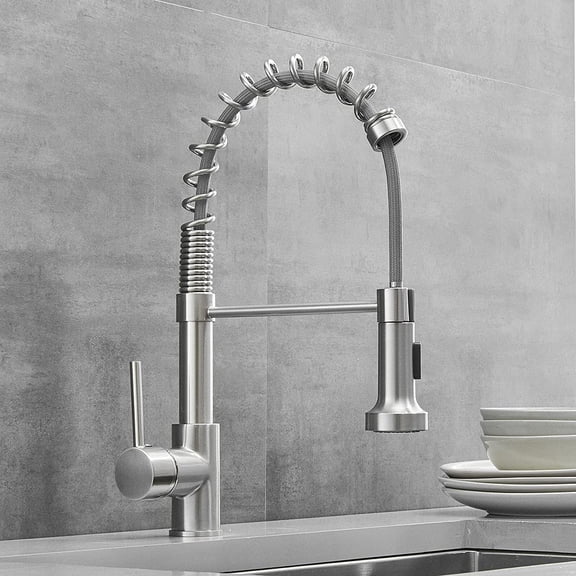 Single Handle Spring Kitchen Sink Faucet with Pull Kitchen Sink Hot Cold Tap, Pull Out Kitchen Black Mixer Tap, 360 Degree Rotation Stream Sprayer Nozzle Kitchen Mixer Tap