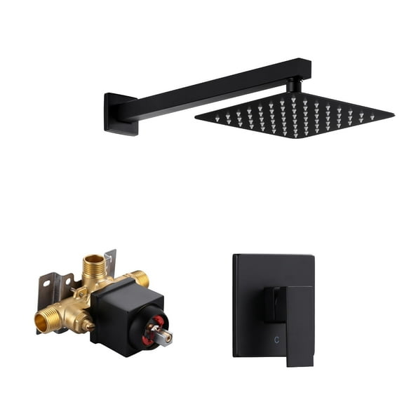 Single Handle Square 1-Spray Shower Faucet 1.8 GPM with 15 in. Shower Arm and Pressure Balance