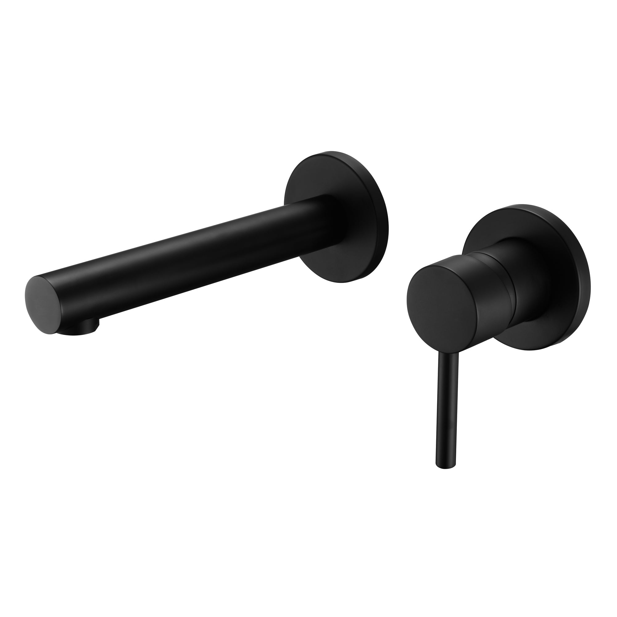 Matte Black Brass Wall Mount Bathroom Faucet with Lever Handle