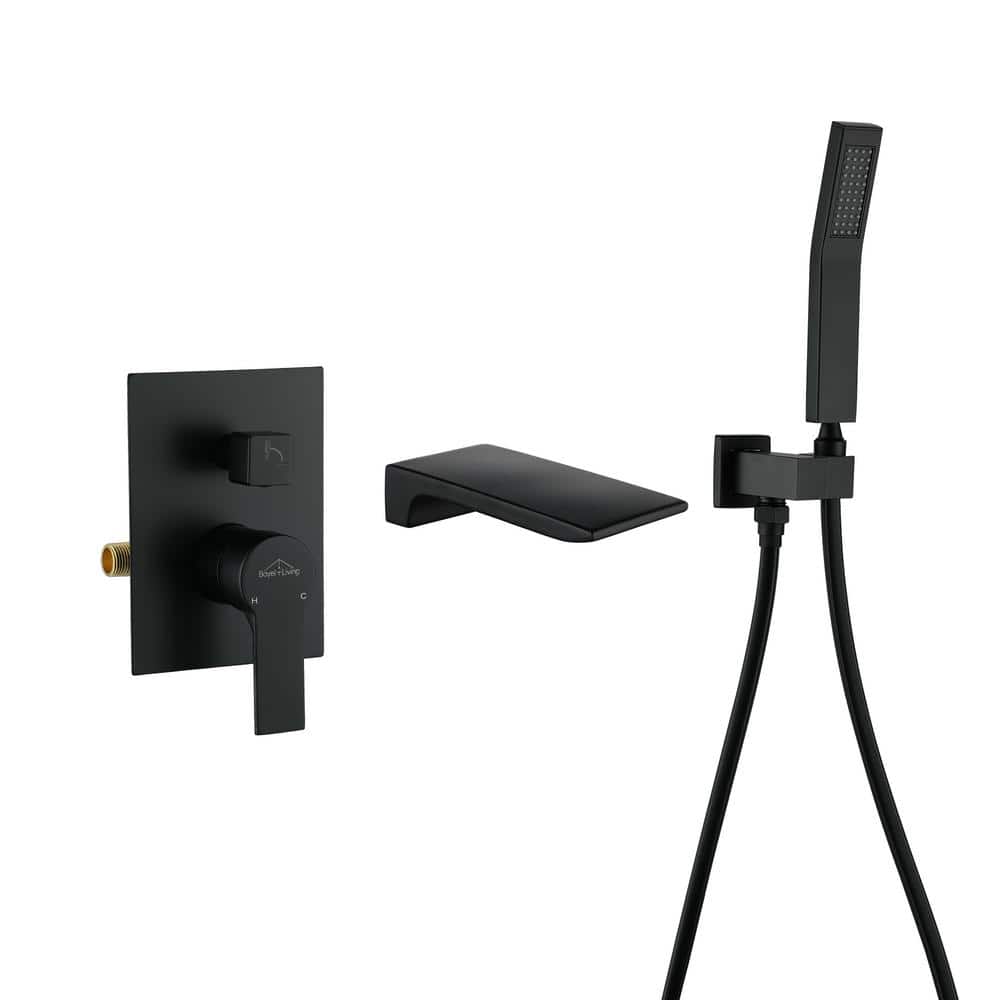 SingleHandle Wall Mount Roman Tub Faucet with Hand Shower in Matte