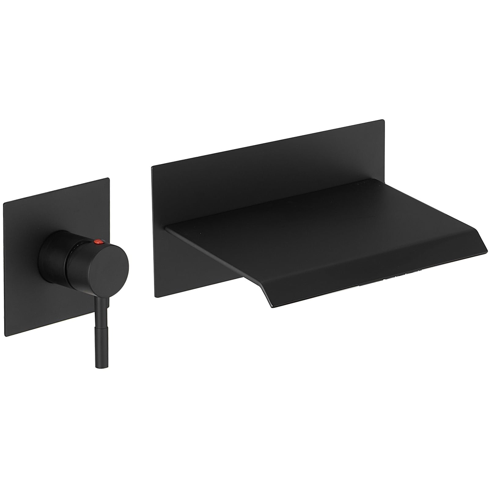 Matte Black Wall-Mount Waterfall Bathroom Faucet with Lever Handle