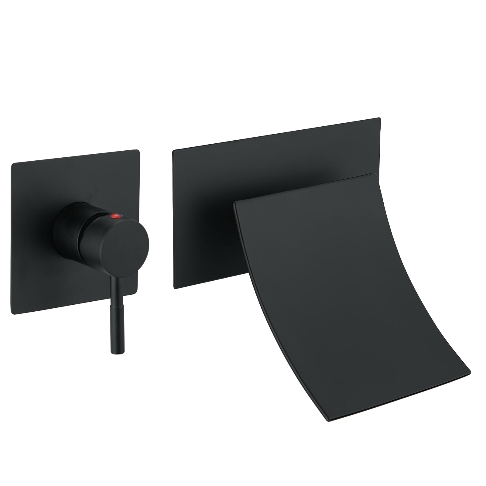 Matte Black Wall-Mount Single Handle Waterfall Bathroom Faucet