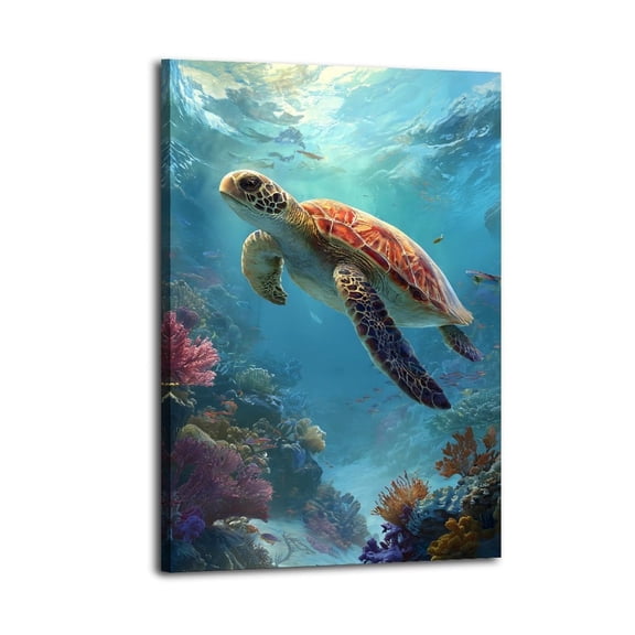 Single Hanging Picture Sea Turtle Beautiful Ocean Scenery