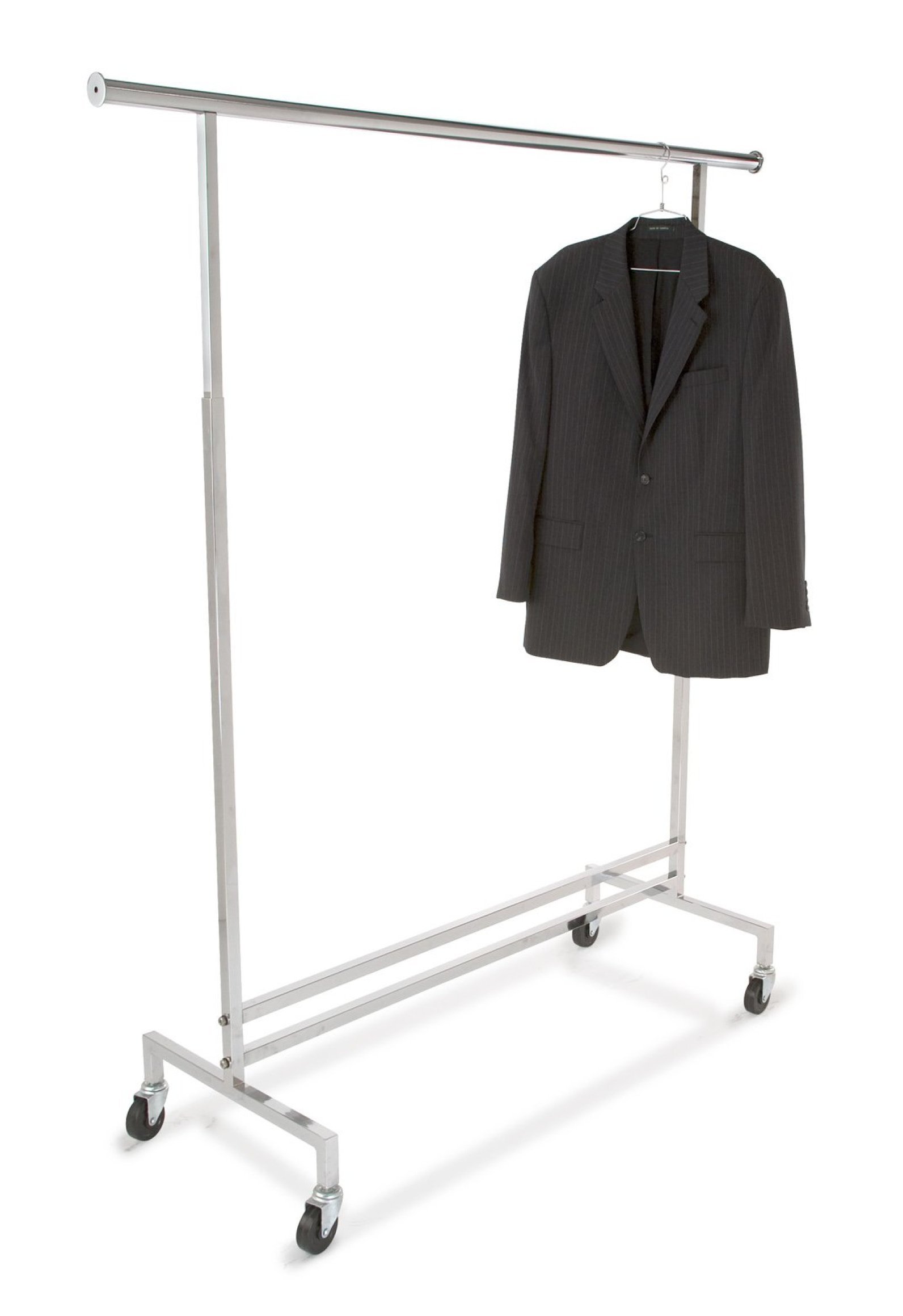 Single Hangrail Rolling Clothes Rack Heavy Duty Square Tubing Clothing