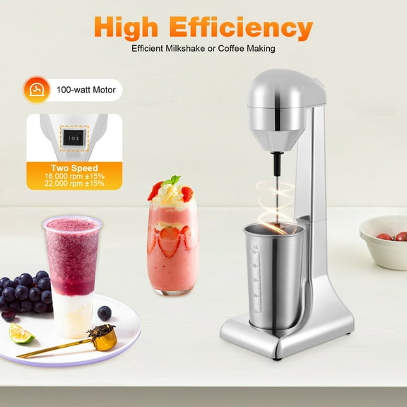 Single Head Milkshake Maker Machine,100 w Portable Electric Milk Shake Blender Maker for Milk Tea Stores Homes Coffee Shops(Silver