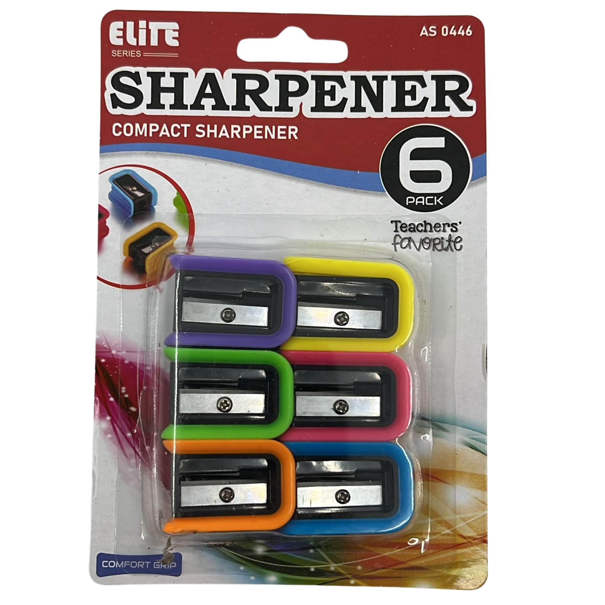 Single-Hole Assorted color Compact Pencil Sharpeners: 6 Pack - Walmart.com