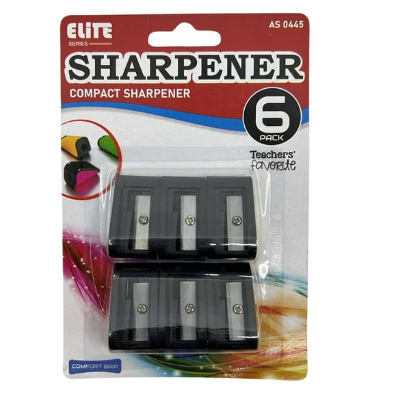 Single Hole Black Compact Pencil Sharpeners:6CT