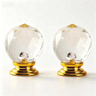 Single Hole Cabinet Knobs, Transparent Acrylic Drawer Knobs, Hardware for Cabinet and Drawer, 2‑Pack(Gold Bottom,Crystal Ball)