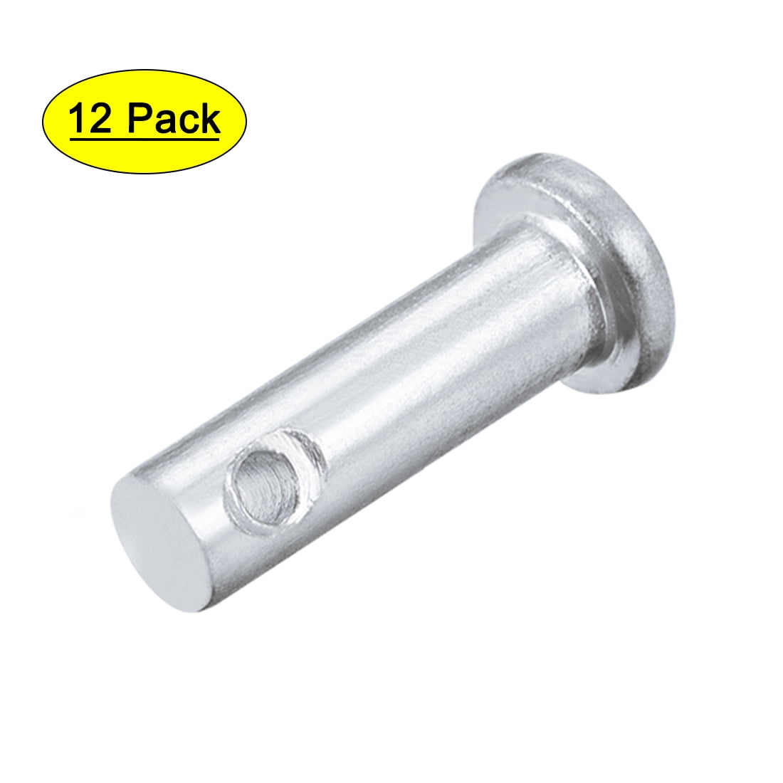 12 Axes à Clavette à Trou Unique 6x16mm | Tête Plate, Acier Zingué | Uxcell