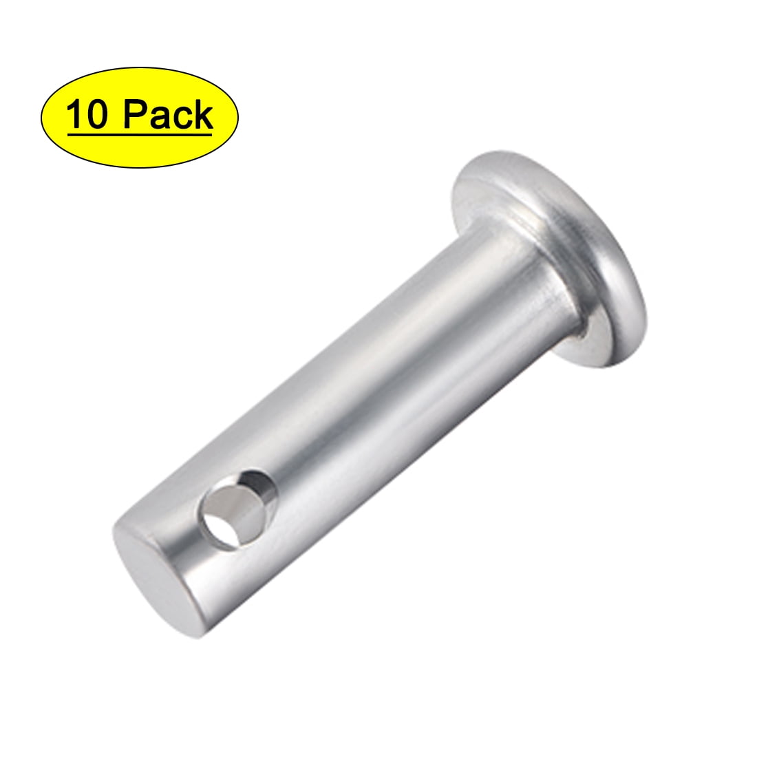 Single Hole Clevis Pins,6mm x 20mm Flat Head Zinc-Plating Steel 10Pcs