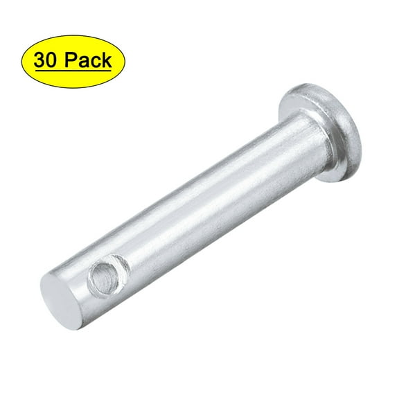 Single Hole Clevis Pins -6mm x 25mm Flat Head Zinc-Plating Solid Steel Link Hinge Pin 30Pcs