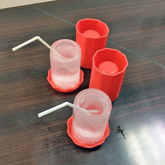 Single Hole Ice Cup Mold Silicone for Summer Drinks Create Ice Glass for Cola Beer Wine red