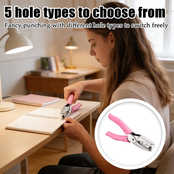Single Hole Punch, 1 Pcs Hole Puncher with Pink Soft Grip for Home, Office and Classroom, Handheld Circle Small Hole Paper Punch for Crafts