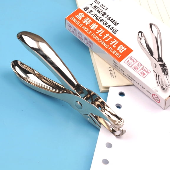 Single Hole Punch, 8 Sheet Capacity, 6mm, Compact Portable Metal Puncher