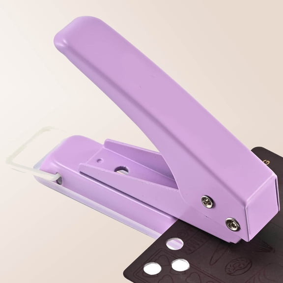 Single Hole Puncher, Heavy Duty Metal Punch, for ID Cards, Chipboard, Art Project, Crafts Easy Punching, Purple