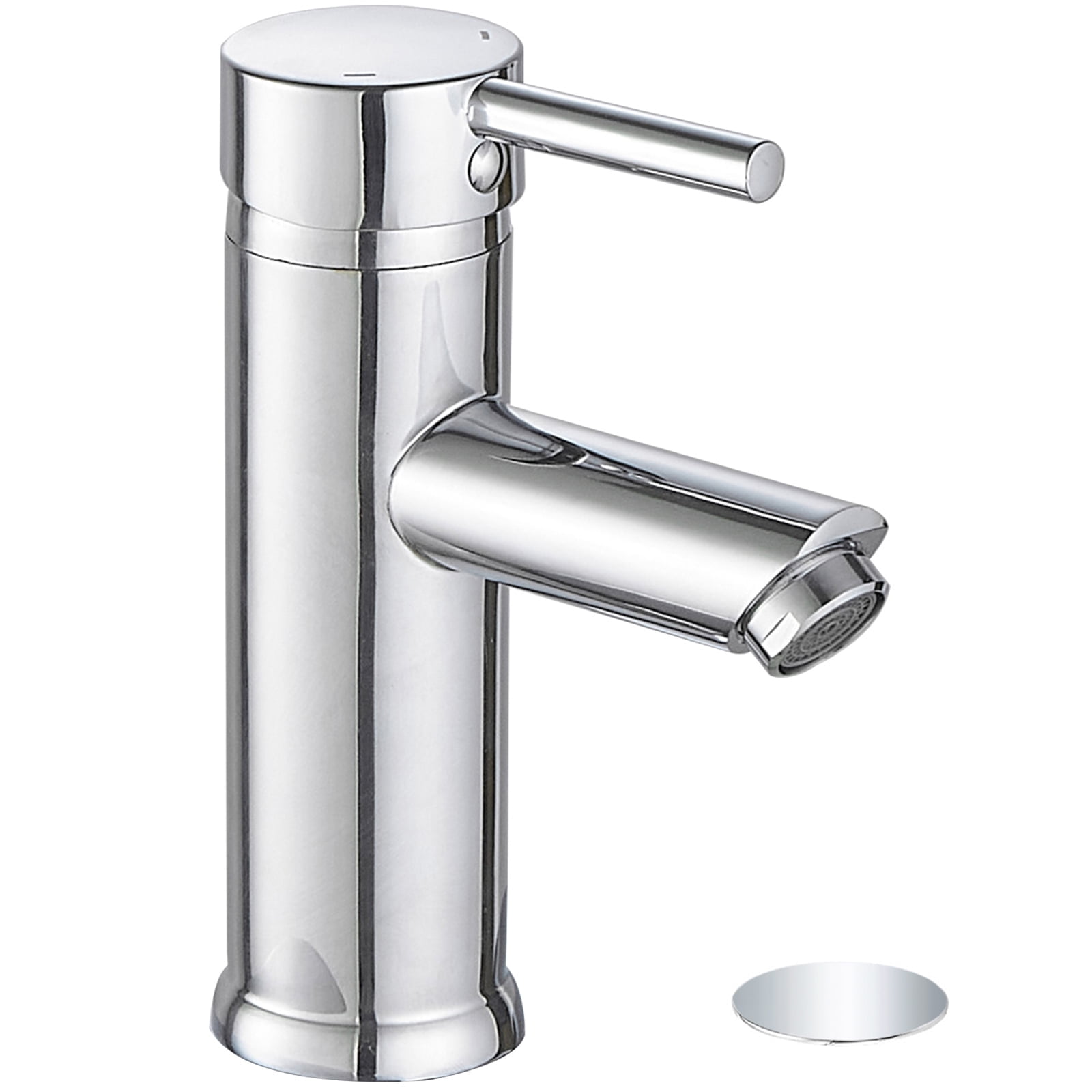 Polished Chrome Single-Handle Bathroom Faucet with Drain Assembly