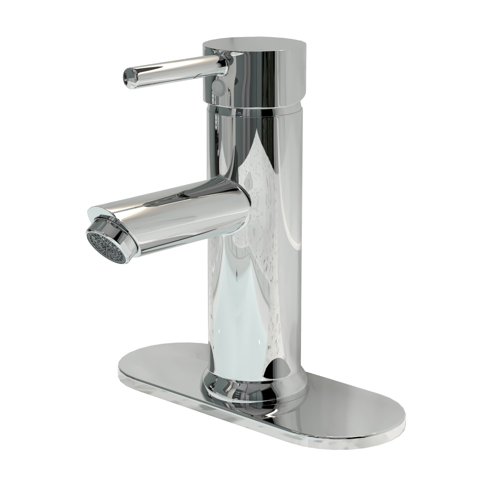 Polished Chrome Single-Handle Bathroom Faucet with Drain Assembly