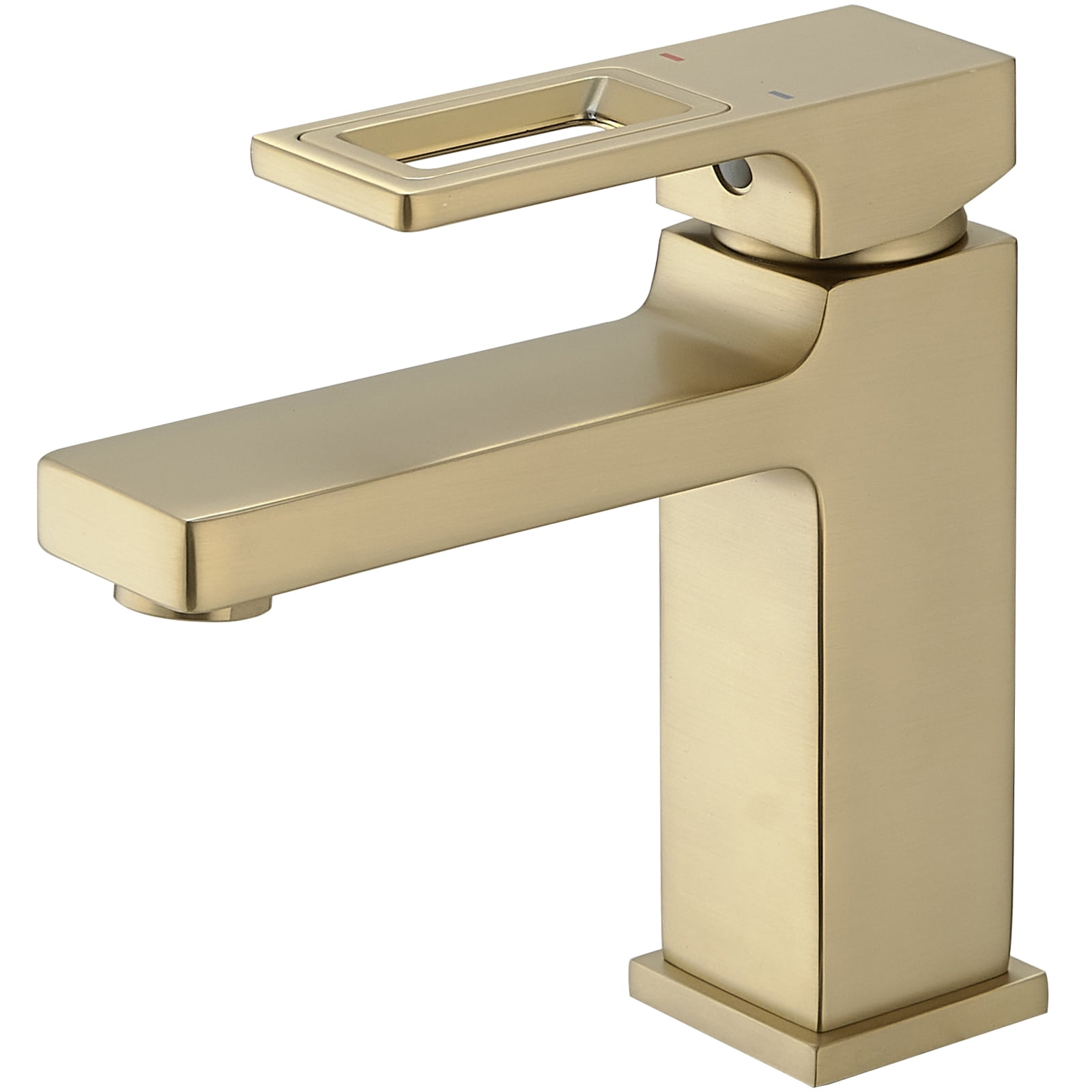 Brushed Gold Single-Handle Low-Arc Bathroom Faucet with Drain