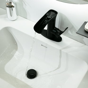 Single Hole & Single Handle Waterfall Bathroom Sink Faucet with Drain Assembly