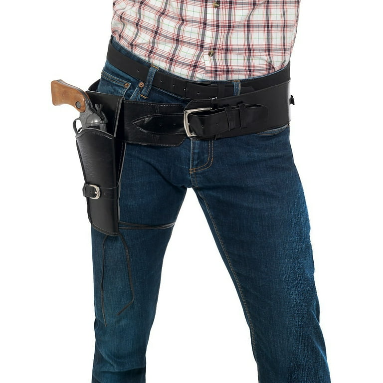 Single Holster Faux Leather with Belt Adult Black Single Holster Faux Leather with Belt Adult Black
