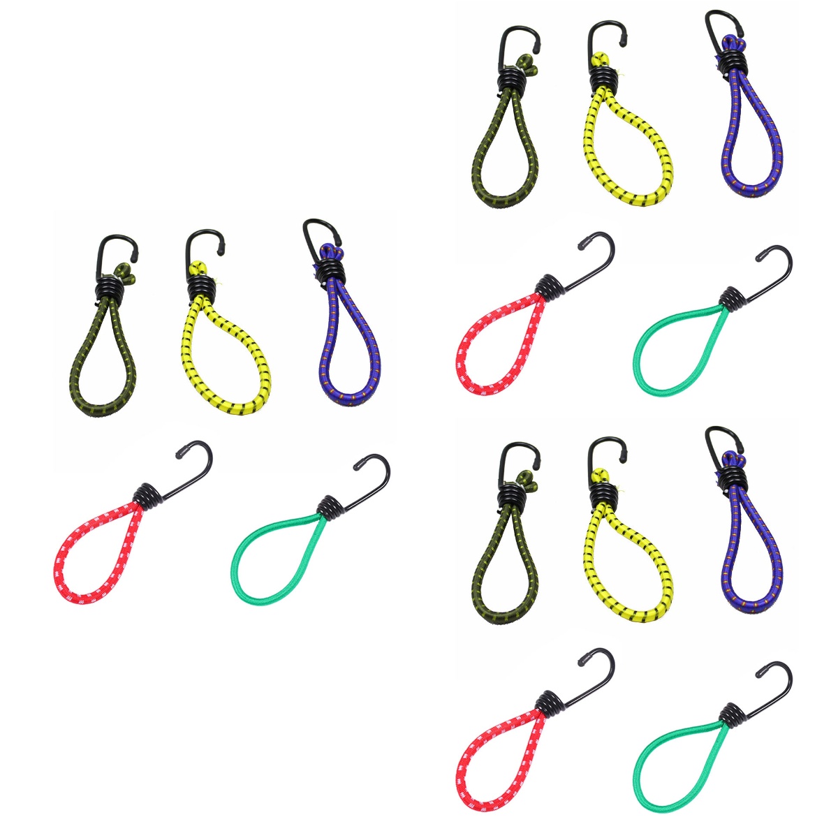 Single Hook Bungee Cord Elastic with Hooks Outdoor for Hanging 15 Pcs