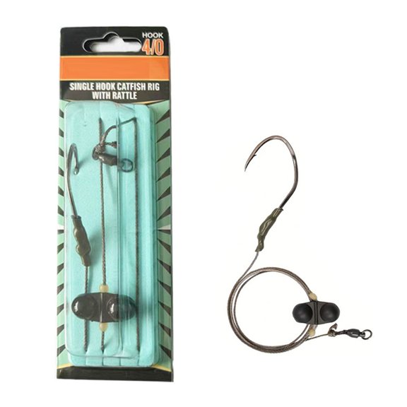 Single Hook Fishing Rig for Catfish Featuring Rattle Device for Bottom Fishing Carbon Steel Construction for Strength (4#)