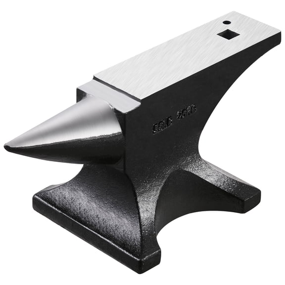 Single Horn Anvil, 55lbs Cast Steel Anvil, High Hardness Rugged Round Horn Anvil for Blacksmiths, with Large Countertop and Stable Base, Metal Working Tool for Metal Bending, Shaping, Twisting