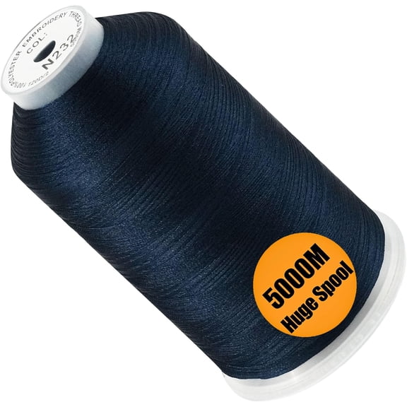 - Single Huge Spool 5000M Each Polyester Embroidery Machine Thread 40WT for Commercial and Domestic Machines Navy Blue (Janome Color)