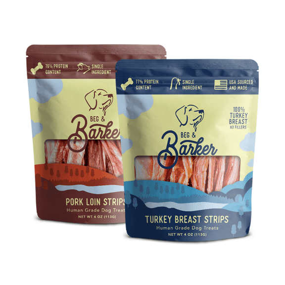 Single Ingredient Turkey Breast Air-dried Jerky Strip Treats Combo with Pork Loin