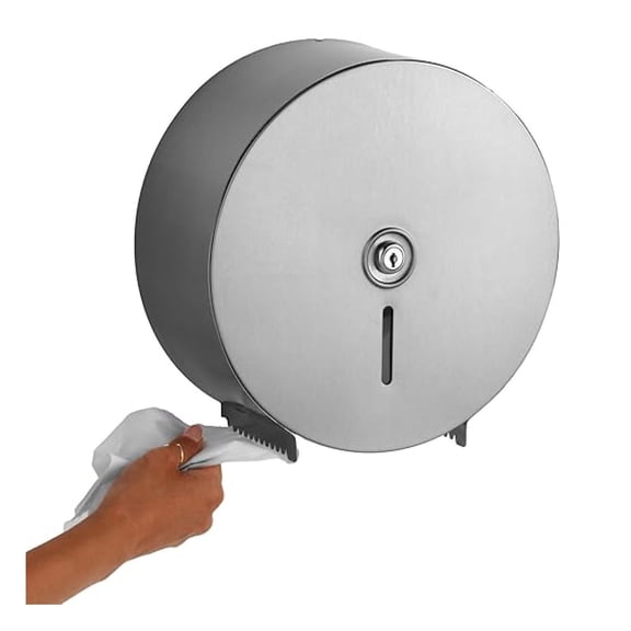 Single Jumbo-Roll Surface-Mounted Toilet Tissue Dispenser, -Finish Stainless Steel, ADA Compliant, Secure Locking Design, Versatile Roll Compatibility, Durable & Easy-Load Mechanism (Model B-2890)