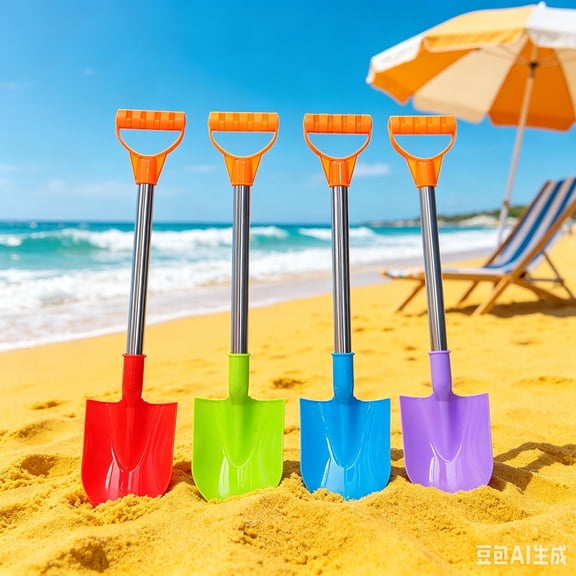 Single Kids Beach Sand Shovel, Random Color Stainless Steel Handle Sand Toy Shovel for Sandbox Beach Snow Digging