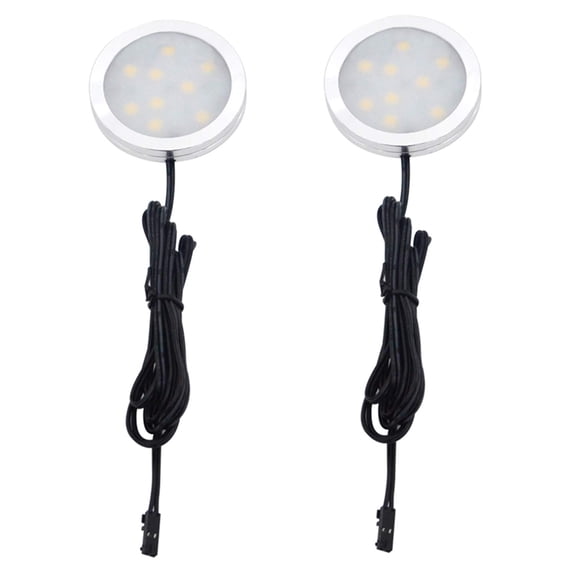 Single LED Puck Light 2-Pin Black Cord, 2700K Warm White, Under Cabinet Light for Hardwired Lighting Kit