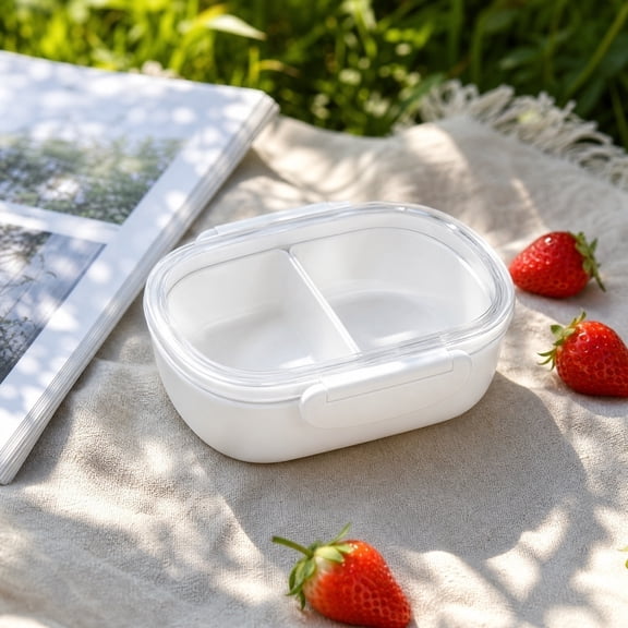 Single Layer Bento Box With Dividers, Sealed Leak Proof Lunch Box, Microwave Safe Food Container For Office, Portable Meal Prep Storage, Rectangle Partitioned Organizer
