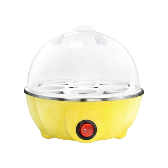 Single Layer Electric Egg Cooker, 7-Egg Capacity, with Auto Shut-Off Safety, for Steaming Eggs, Heating Milk, Food, Low Power, US Standard 110V Yellow