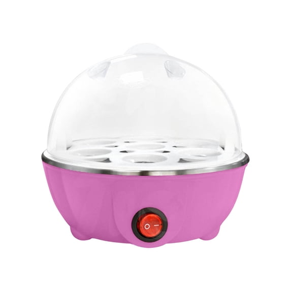 Single Layer Electric Egg Cooker, 7-Egg Capacity, with Auto Shut-Off Safety, for Steaming Eggs, Heating Milk, Food, Low Power, US Standard 110V Pink