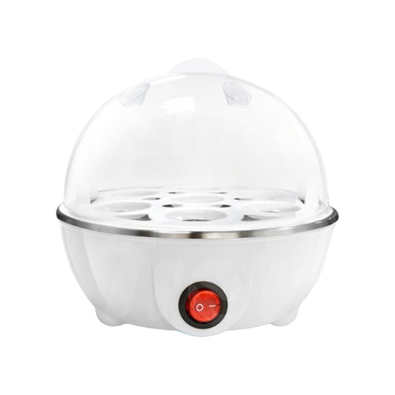 Single Layer Electric Egg Cooker, 7-Egg Capacity, with Auto Shut-Off Safety, for Steaming Eggs, Heating Milk, Food, Low Power, US Standard 110V White