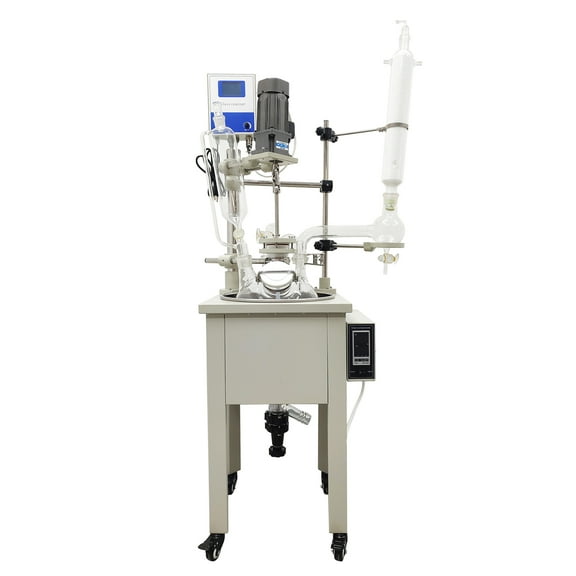 Single Layer Glass Reactor 110V Lab Stirring Reactor with Heating Function Chemical Reaction Vessel
