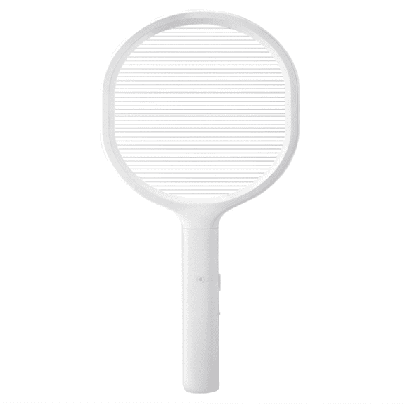 Single Layer Grid Electric Fly Swatter High Efficiency Bug Zapper Racket for Wasps, Large Bees, Hornets, Yellow Jackets, Moths, Big Flying Insects, for Indoor Outdoor Use (White)