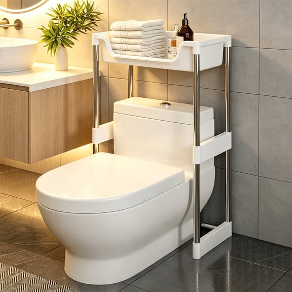 Single Layer Over The Toilet Rack, Bathroom Shelf Space Saver Corner Stand Storage Organizer Accessories the Washing Machine with Tray Shelf