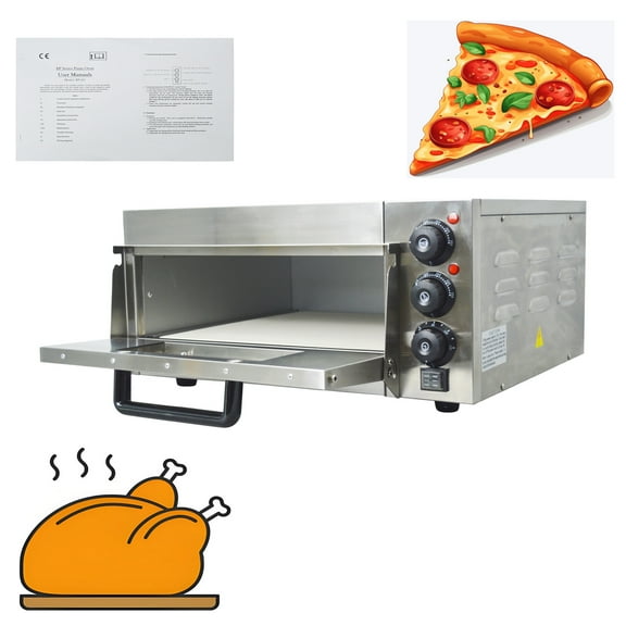 Single-Layer Pizza Oven Commercial Electrothermal Stainless Steel 110V
