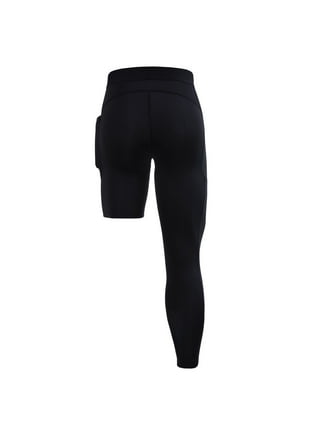 CenturyX Men One Leg Compression Pants 3/4 Capri Tights Athletic Basketball  Leggings Workout Base Layer Underwear White 1 XL