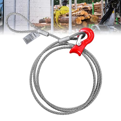 Single Leg Wire Rope Sling, 2.5T Vertical Rated Capacity 8.2FT, 1/2" Flemish Eye Loop Sliding Choker with Heavy Duty Thimble, Heavy Duty Rigging Cable for Lifting Towing Pulling